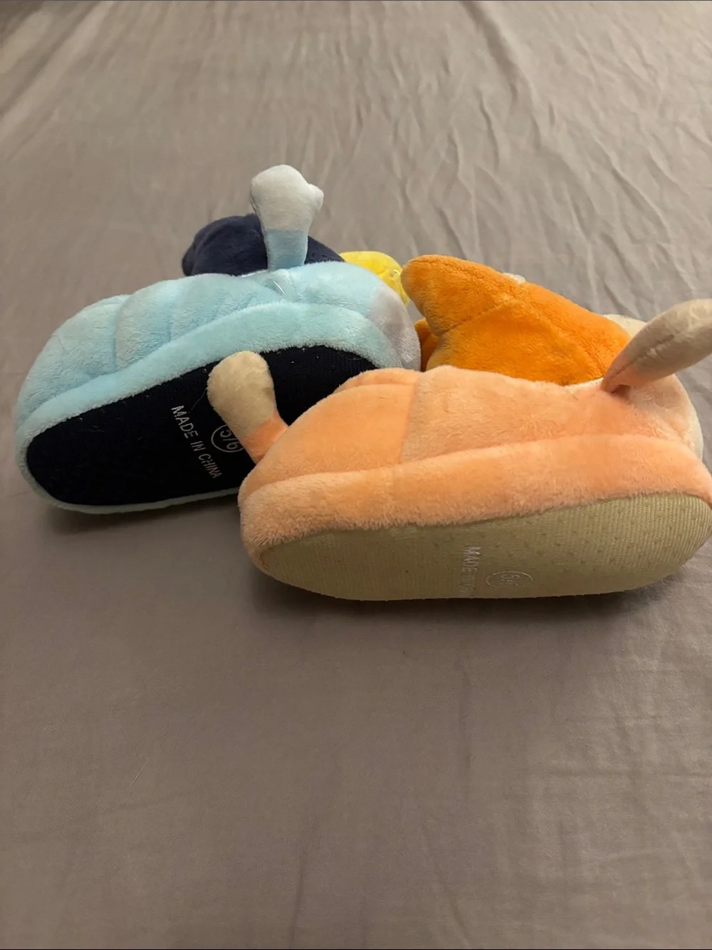Plush Blue and Orange Kids Slippers